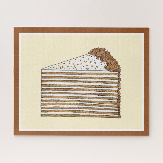Medovik Honey Cake Slice Russisch Oekraïens Desser Legpuzzel (Horizontaal)