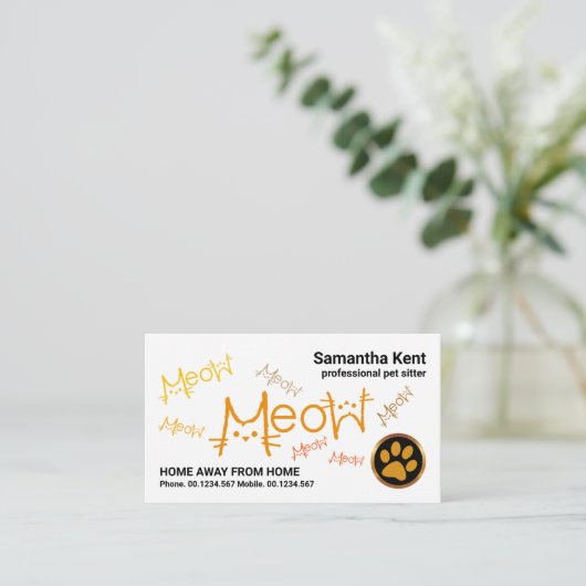 Medue Oranje Tabby Cat Pet Sitting Service Visitekaartje (Staand voorkant)