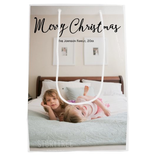 Meduim Cute-foto kerstcadeautjes Medium Cadeauzakje (Achterkant)