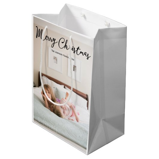 Meduim Cute-foto kerstcadeautjes Medium Cadeauzakje (Achterkant Gekanteld)