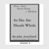 Medusa 2MMHeads Phrases 2025 Horror Boek Awaynowe Sticker (Vel)