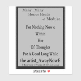 Medusa 7MMHeads Phrases 2025 Horror Book Awaynowe Sticker