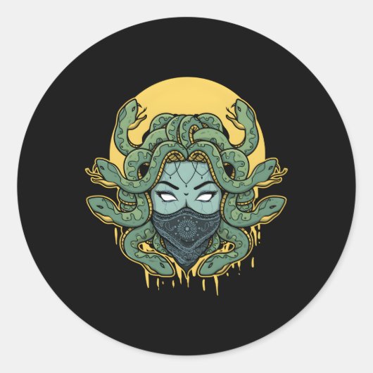 Medusa Abstracte slangen Griekse mythologie Gangst Ronde Sticker (Voorkant)