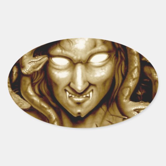 MEDUSA Airbrush Art Original Ovale Sticker (Voorkant)