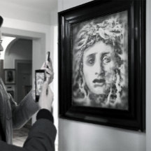 Medusa Ancient Goddess-portret in grijs