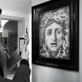 Medusa Ancient Goddess-portret in grijs Poster