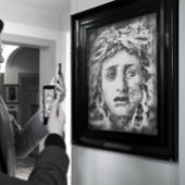 Medusa Ancient Goddess-portret in grijs Poster