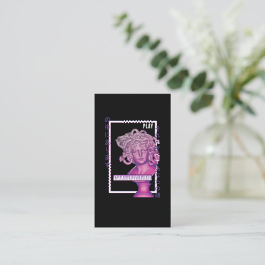 Medusa Ancient Grieks beeld Glitch Vaporwave Visitekaartje (Staand voorkant)