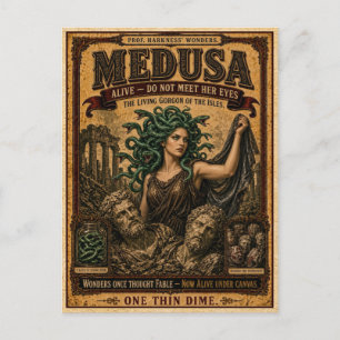 Medusa, Antiek Circusmonster Briefkaart