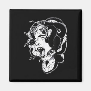 Medusa Blackwork Tattoo Flash Magneet