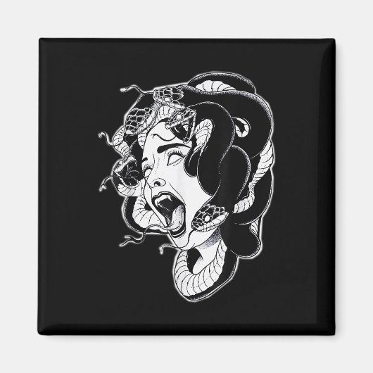 Medusa Blackwork Tattoo Flash Magneet (Voorkant)