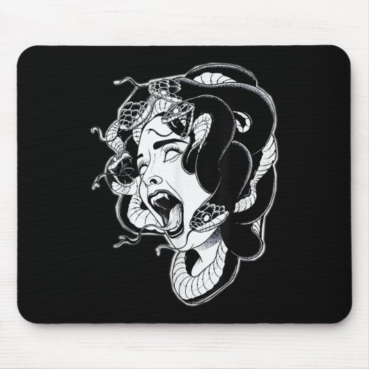 Medusa Blackwork Tattoo Flash Muismat (Voorkant)