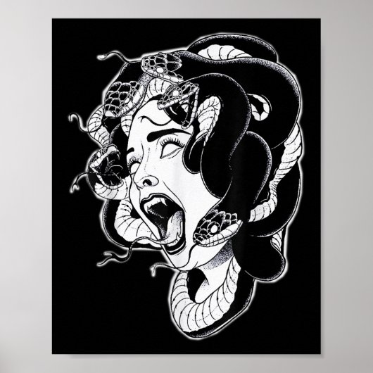 Medusa Blackwork Tattoo Flash Poster (Voorkant)