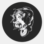 Medusa Blackwork Tattoo Flash Ronde Sticker (Voorkant)
