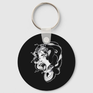 Medusa Blackwork Tattoo Flash Sleutelhanger