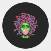 Medusa Blowing Bubblegum P Art Mythology Design Ronde Sticker (Voorkant)
