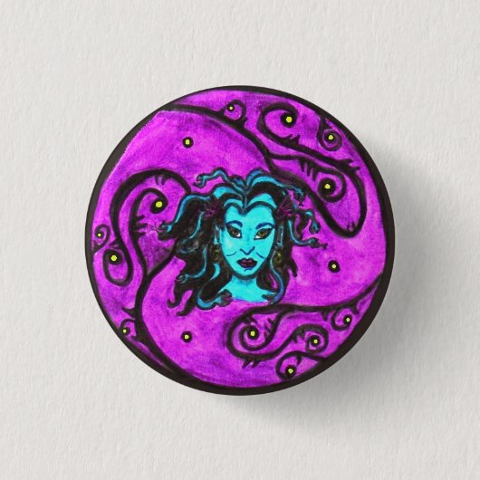 Medusa Blu-Button Ronde Button 3,2 Cm (Voorkant)