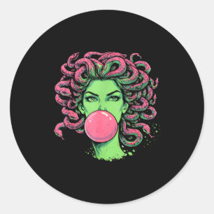 Medusa bubblegum Griekse mythologische slang haar Ronde Sticker