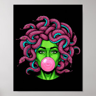 Medusa die bubblegum blaast P Kunst Mythologie Des Poster