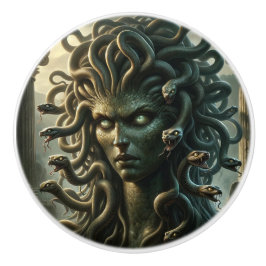 Medusa Dodelijke Starende Slangenkop Keramische Knop