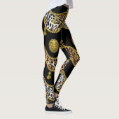 Medusa Exotica Leopard en Gouden Tassel Zwart Leggings (Rechts)