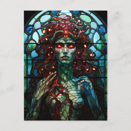 Medusa - Glas in lood venster Tiffany stijl Briefkaart (Voorkant)