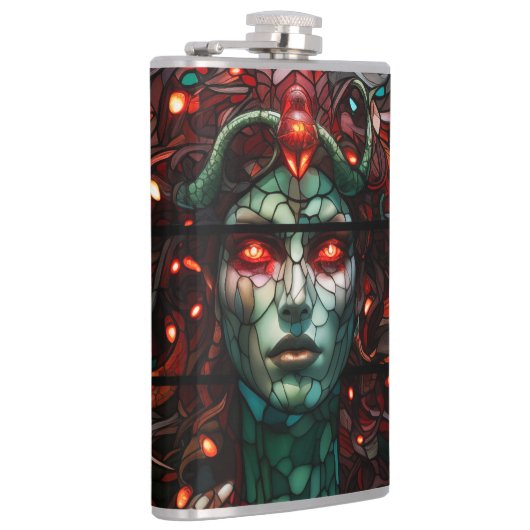 Medusa - Glas in lood venster Tiffany stijl Heupfles (Rechts)