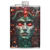 Medusa - Glas in lood venster Tiffany stijl Heupfles (Voorkant)