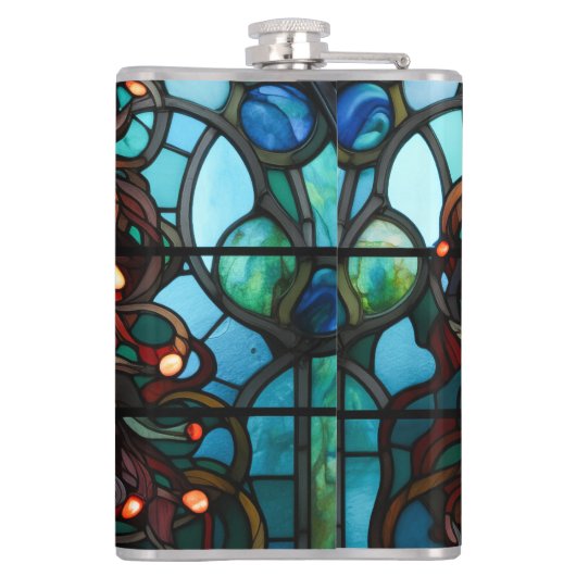 Medusa - Glas in lood venster Tiffany stijl Heupfles (Achterkant)