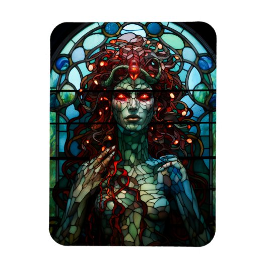 Medusa - Glas in lood venster Tiffany stijl Magneet (Verticaal)