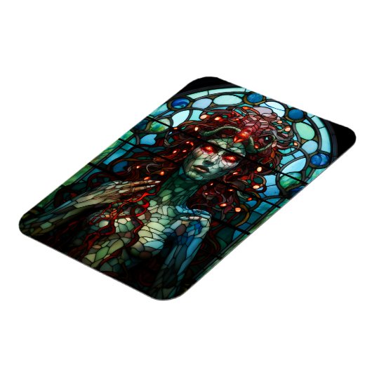 Medusa - Glas in lood venster Tiffany stijl Magneet (Linkerzijde)