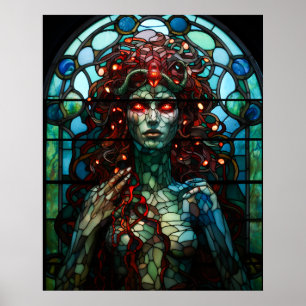 Medusa - Glas in lood venster Tiffany stijl Poster