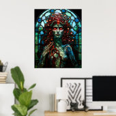 Medusa - Glas in lood venster Tiffany stijl Poster (Thuiskantoor)