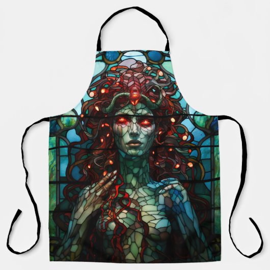 Medusa - Glas in lood venster Tiffany stijl Schort (Voorkant)