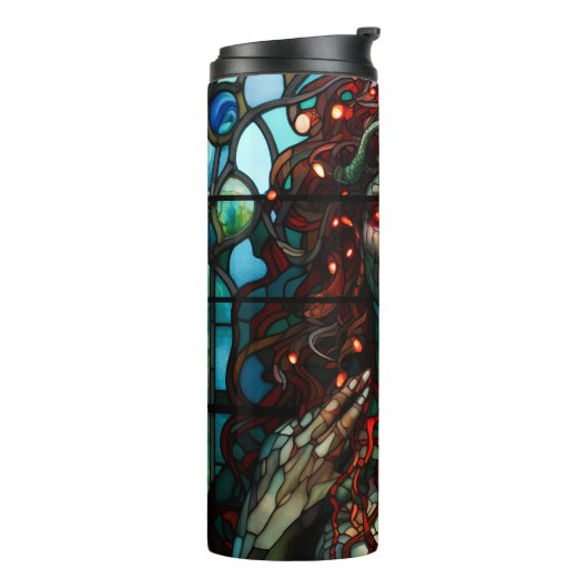 Medusa - Glas in lood venster Tiffany stijl Thermosbeker (Gedraaid links)