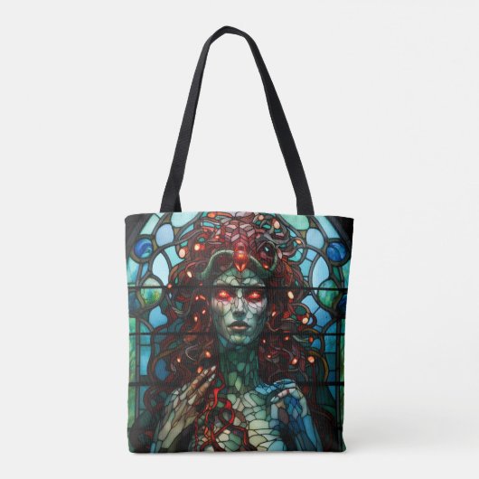 Medusa - Glas in lood venster Tiffany stijl Tote Bag (Achterkant)