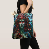 Medusa - Glas in lood venster Tiffany stijl Tote Bag (Dichtbij)