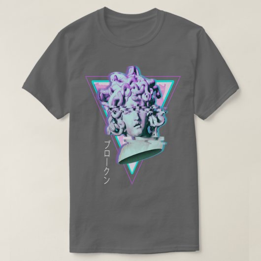 Medusa Glitch Synthwave jaren '90 Esthetisch T-shirt (Design voorkant)