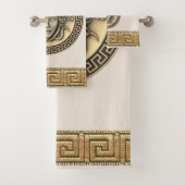 Medusa Golden Gorgon Griekse Sleutel BEIGE Bad Handdoek (Insitu)