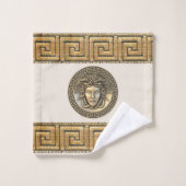 Medusa Golden Gorgon Griekse Sleutel BEIGE Bad Handdoek (Wasdoekje)