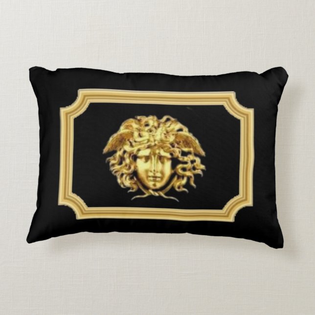 Medusa Golden Roman Designer Accent Kussen (Achterkant)