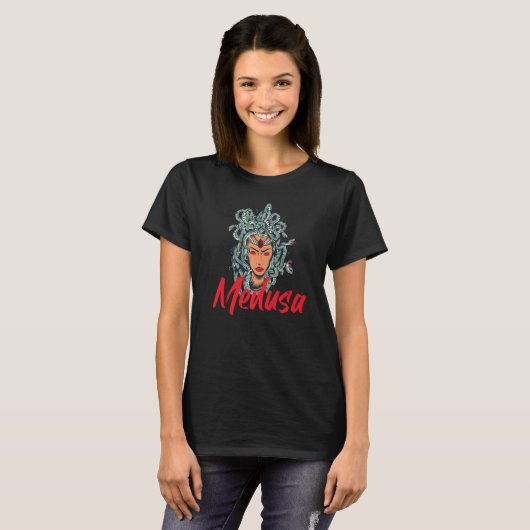 Medusa Gorgon Goddess Ancient Greek Snake head Cur T-shirt (Voorkant volledig)