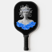 Medusa Gorgon Greek Mythology Blue Floral Pickleball Paddle (Voorkant)