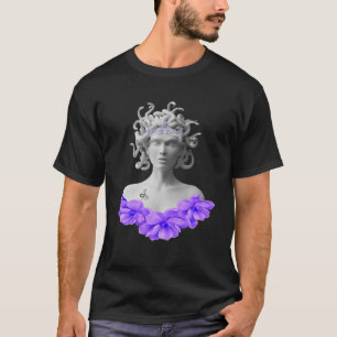 Medusa Gorgon Greek Mythology Paars Floral T-shirt