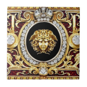 Medusa Gouden Edelstenen Wandtegel Tegeltje