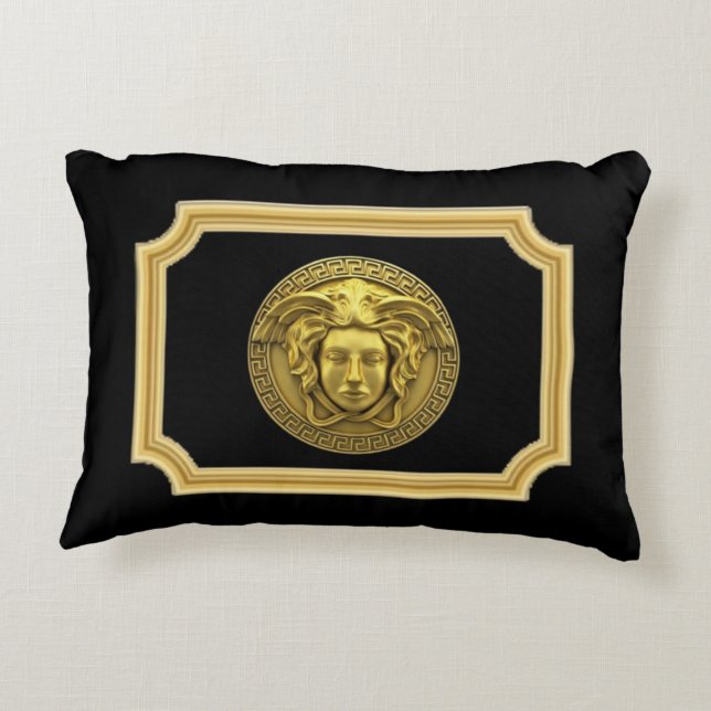 Medusa Gouden Romeinse Ontwerper Accent Kussen (Achterkant)