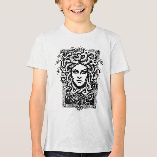 Medusa Greek Goddess with snakes illustration Tri-Blend Shirt (Voorkant)