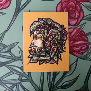 Medusa Green Snakes Gorgon Briefkaart
