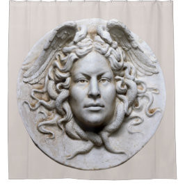 Medusa Grieks Revival Beige Neutraal Marmer Douchegordijn