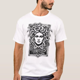 Medusa Griekse Godin met slangen illustratie T-shirt